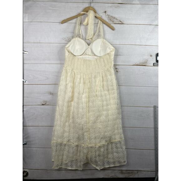 Cupshe Halter Dress Sz M Madison Ivory Lace Lined Open Back Beach Wedding NWT - Picture 12 of 13